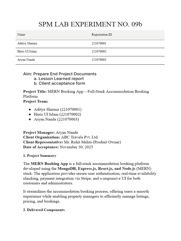 MERN Booking App Project Documentation | PDF | Unit Testing | Software ...