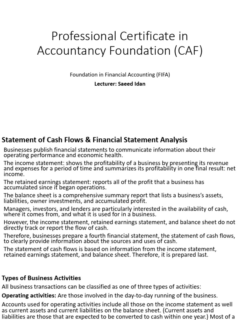 CAF CLASS (7). (1) | PDF | Equity (Finance) | Cash Flow Statement