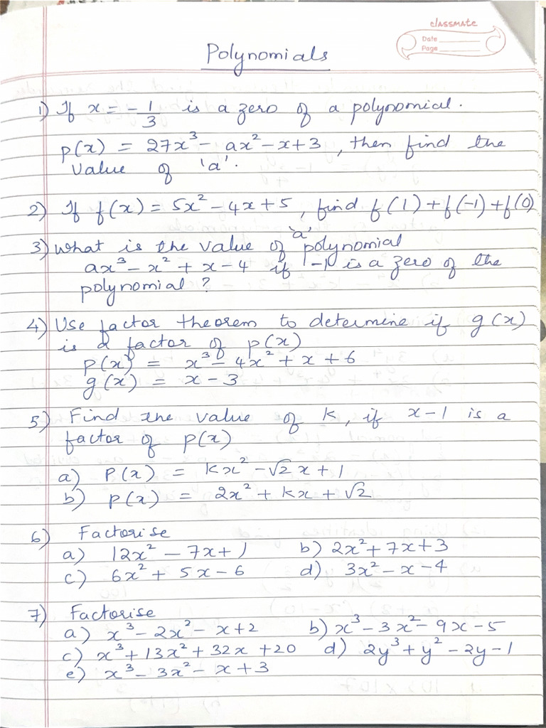 Polynomials Test | PDF