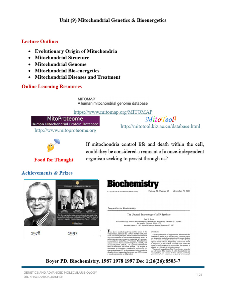 Mitochondrial Genetics and Bioenergetics | PDF | Mitochondrion ...