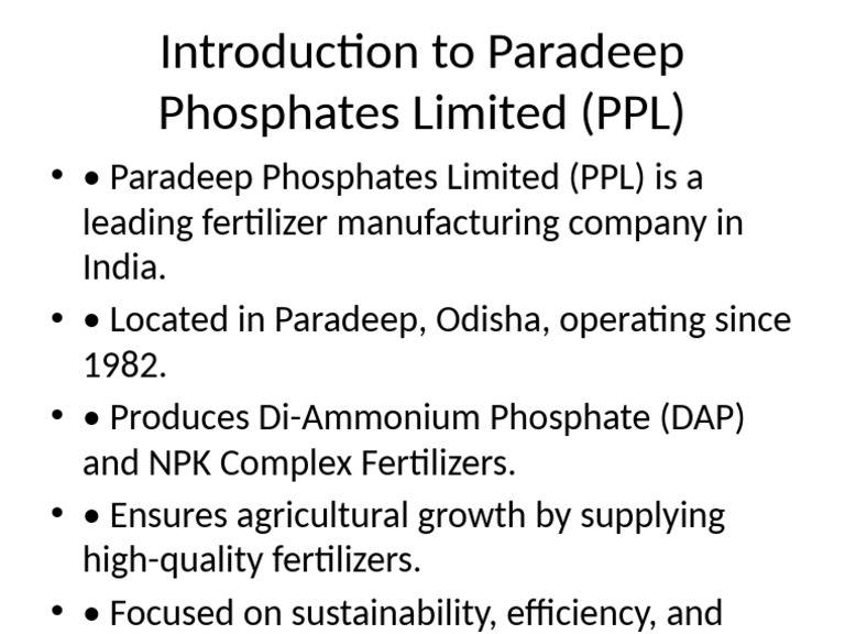 Paradeep Phosphates Introduction | PDF