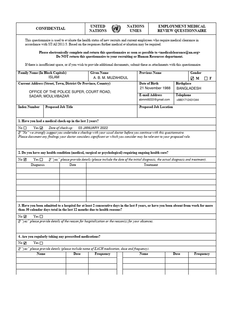 Ms3 Form-New en Muzahid | PDF | Mental Disorder