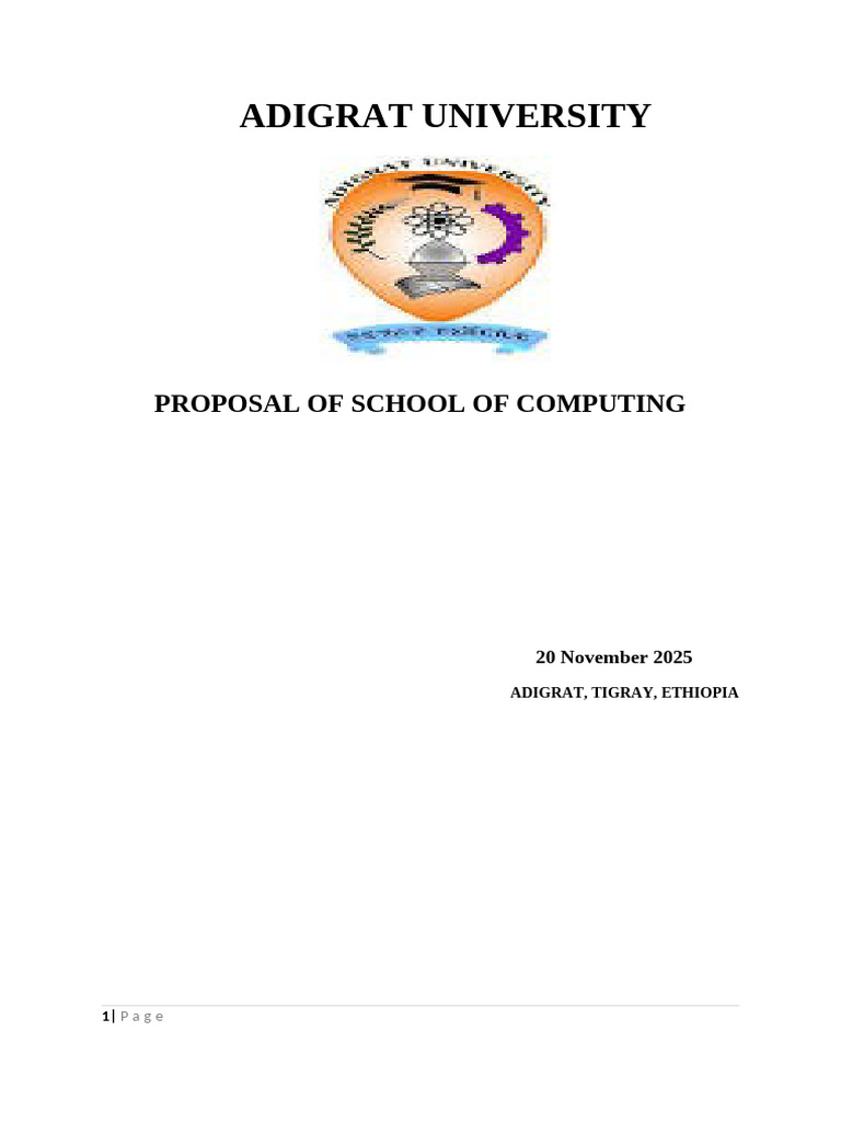 Adigrat University Computing School Proposal | PDF | Computer ...