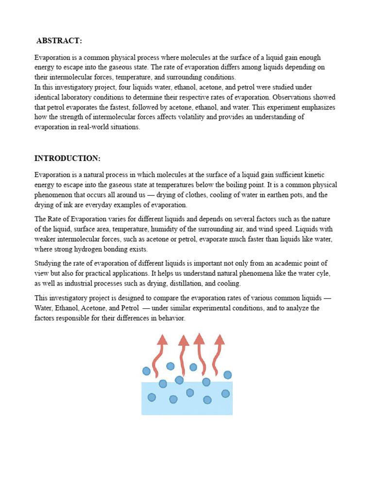 FInal Chemistry Project-12 | PDF | Evaporation | Liquids