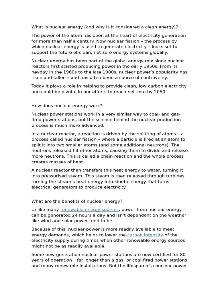 What Is Nuclear Energy For | PDF | Nuclear Power | Nuclear Fusion