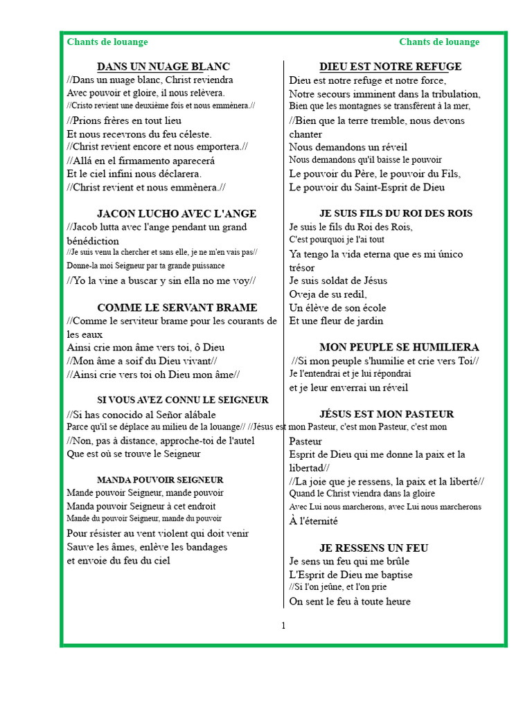 Chants de louange et adoration chrétienne | PDF | Saint-Esprit | Église ...