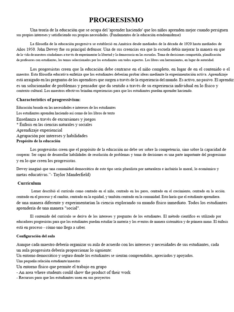 Progresismo | PDF | Plan de estudios | Dialéctico
