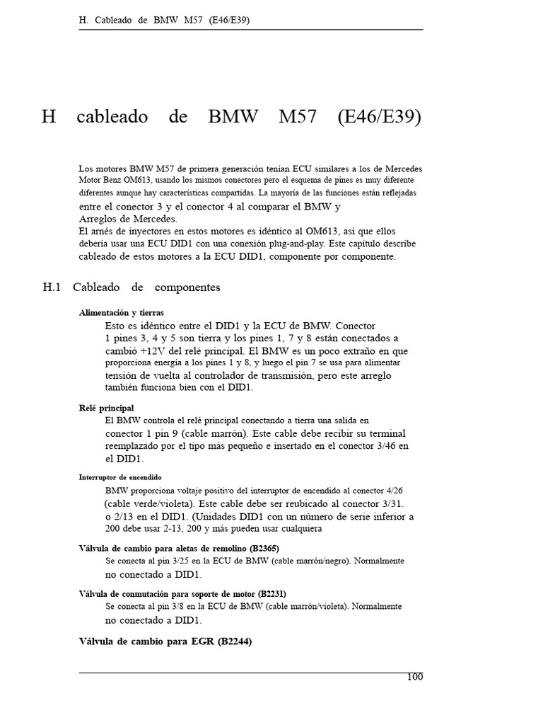 Cableado BMW M57 E46/E39 a ECU DID1 | PDF | Relé | Conector eléctrico