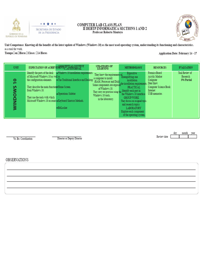 Computer Lab Class Plan Overview | PDF | Microsoft Windows | Windows 10