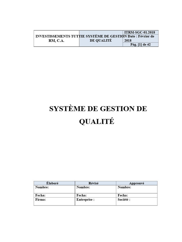 Système de Gestion de Qualité 2018 | PDF | Système de management de la ...