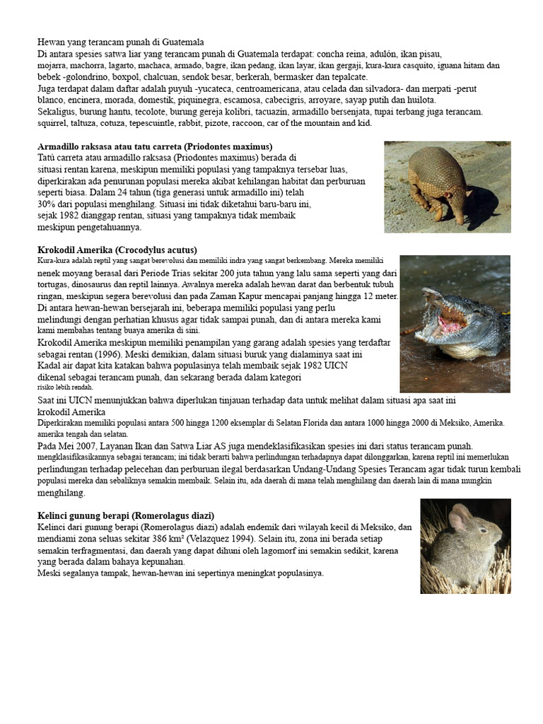 Spesies Terancam Punah di Guatemala | PDF
