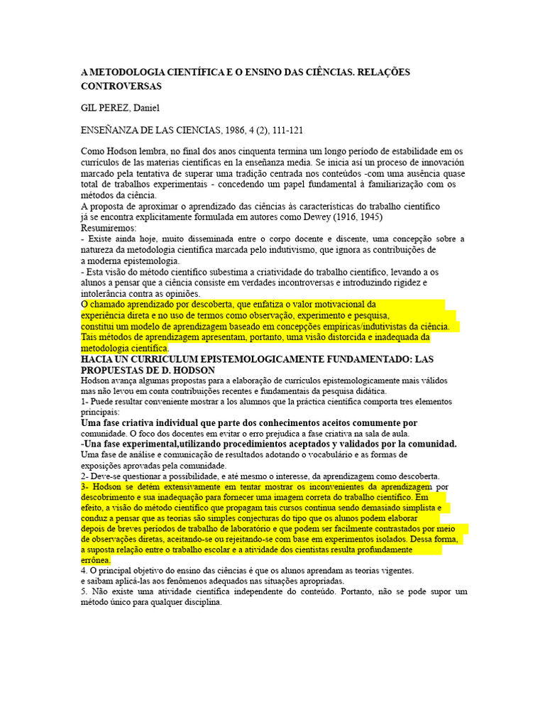 Metodologia Científica no Ensino de Ciências | PDF | Science | Aprendizado