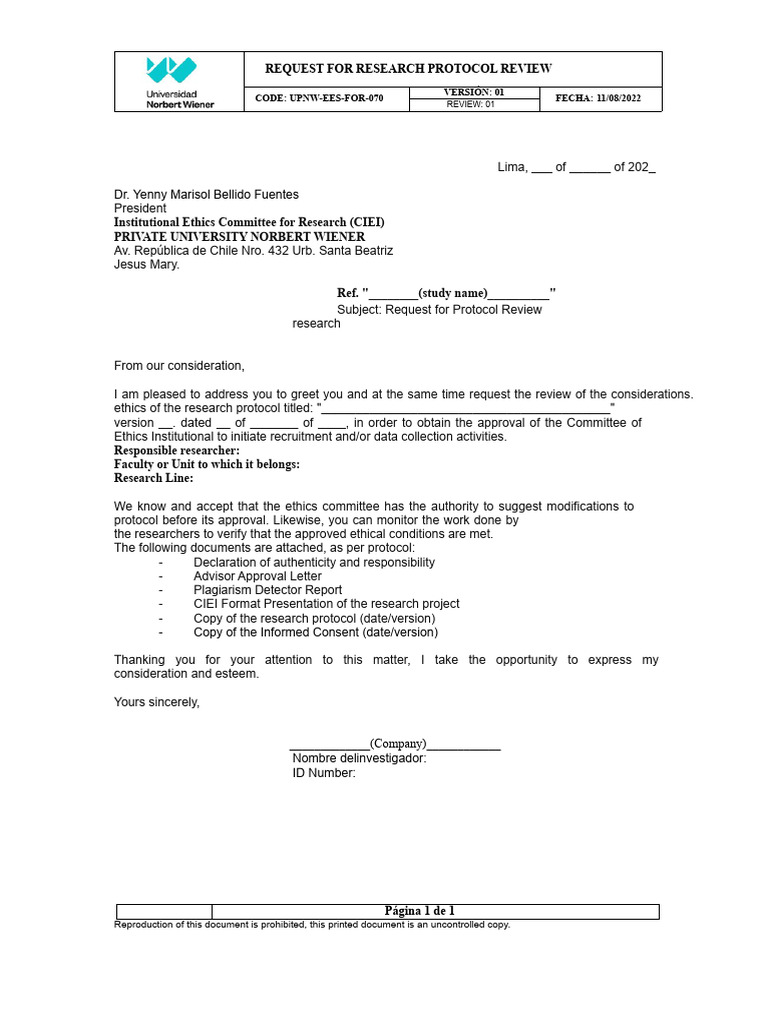 Research Protocol Review Request | PDF