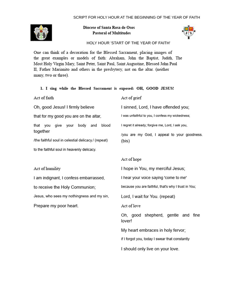 Holy Hour Script for Year of Faith | PDF | God The Father | Jesus
