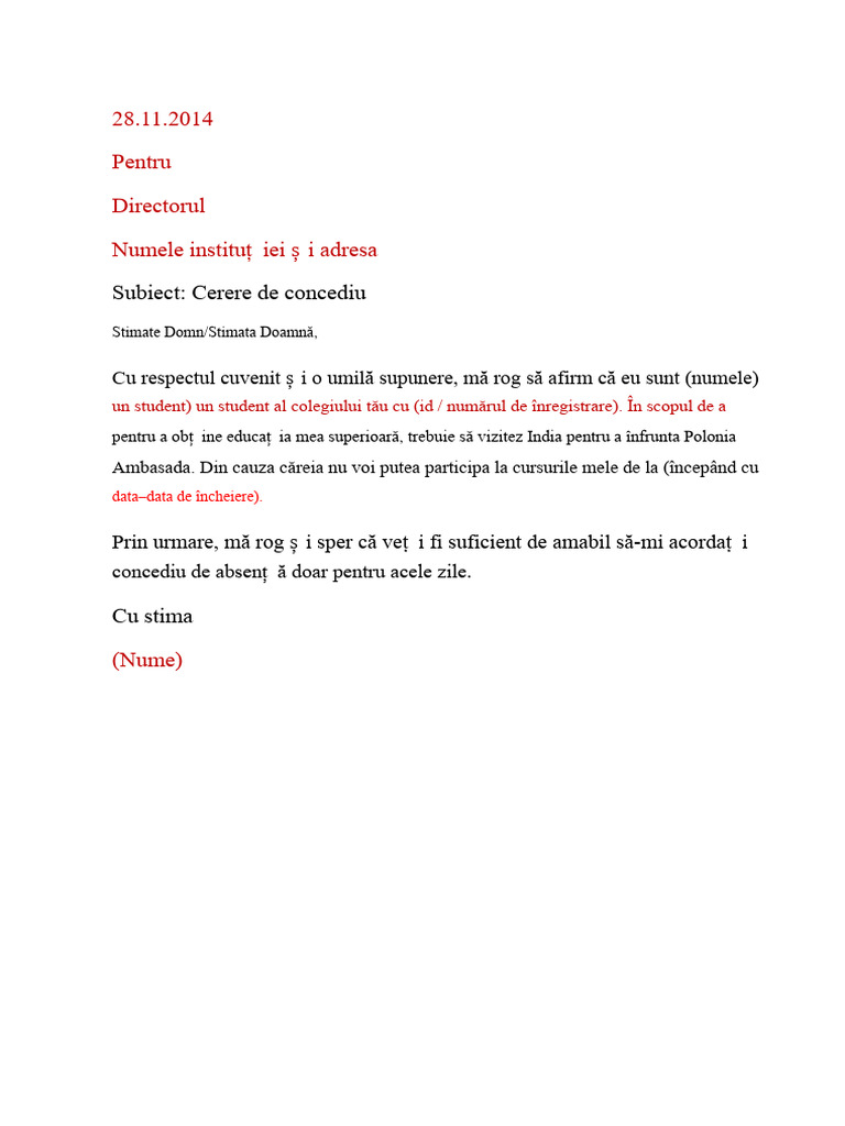 Concediu de Absență | PDF