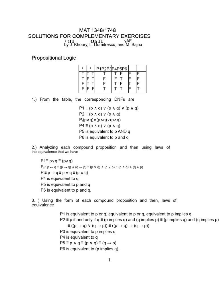 Propositional Logic Solutions Guide | PDF | Rational Number | If And ...