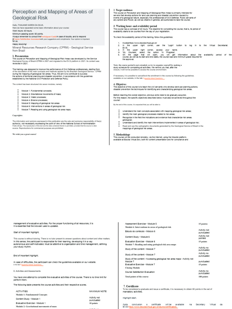 Class Notes On Perception and Mapping of Geological Risk Areas - Notes ...