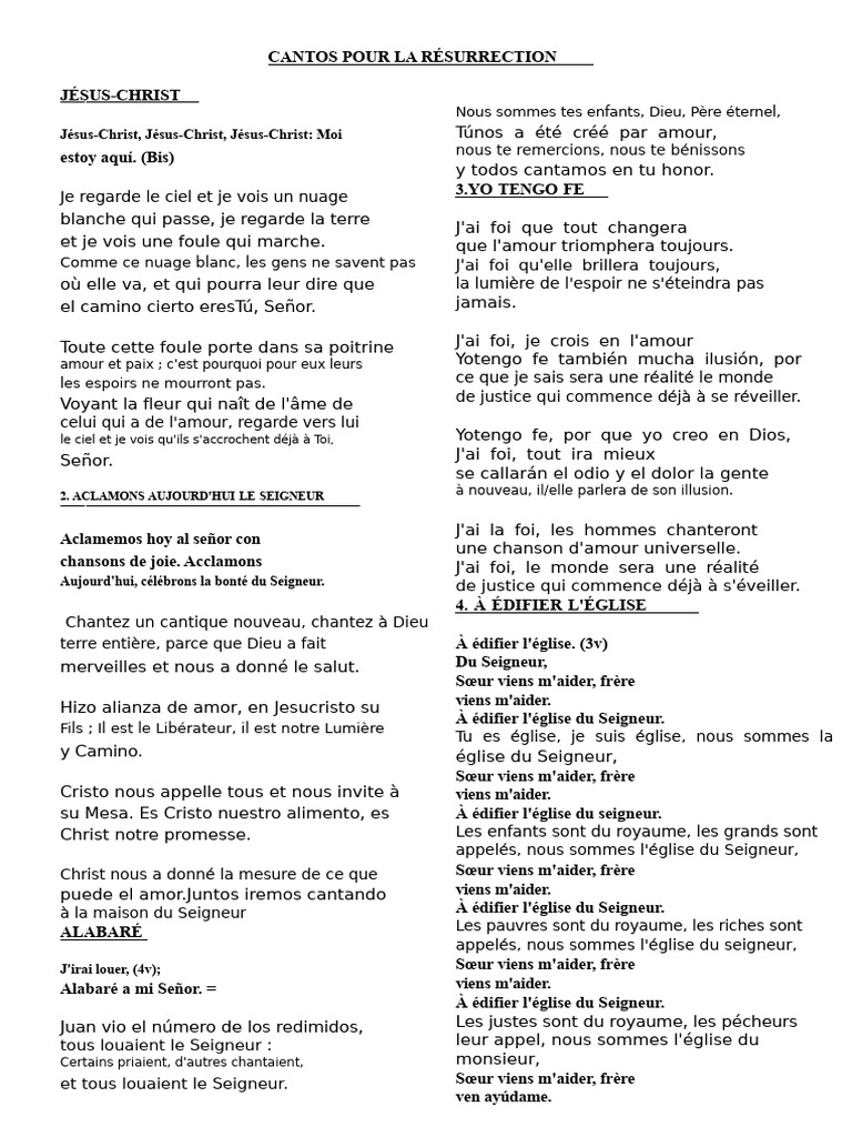 Chants de foi et de résurrection chrétienne | PDF | Jésus | Dieu