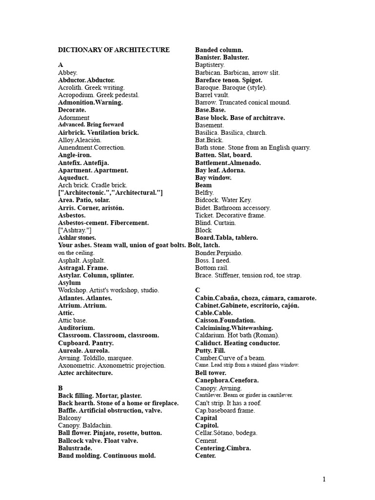Architecture Dictionary (English-Spanish) | PDF | Vault (Architecture ...