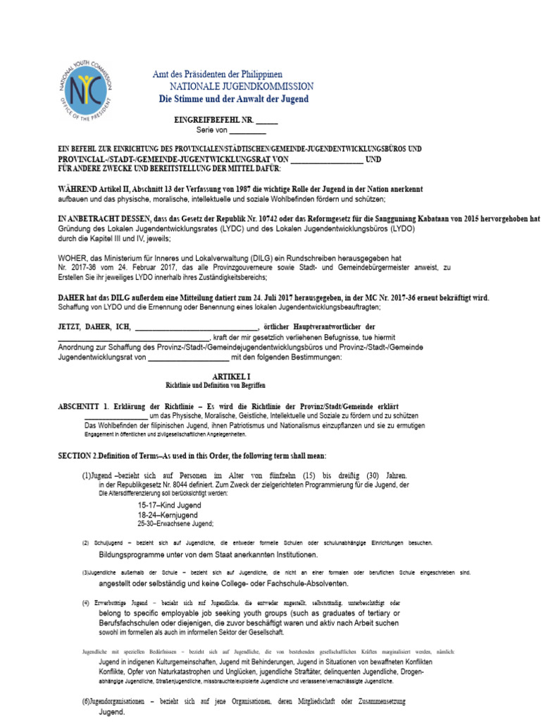 Muster-Erlass - Schaffung Von LYDC Und LYDO | PDF