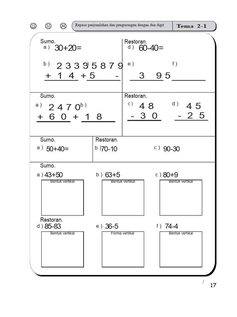 Latihan Penjumlahan dan Pengurangan 2 Digit | PDF