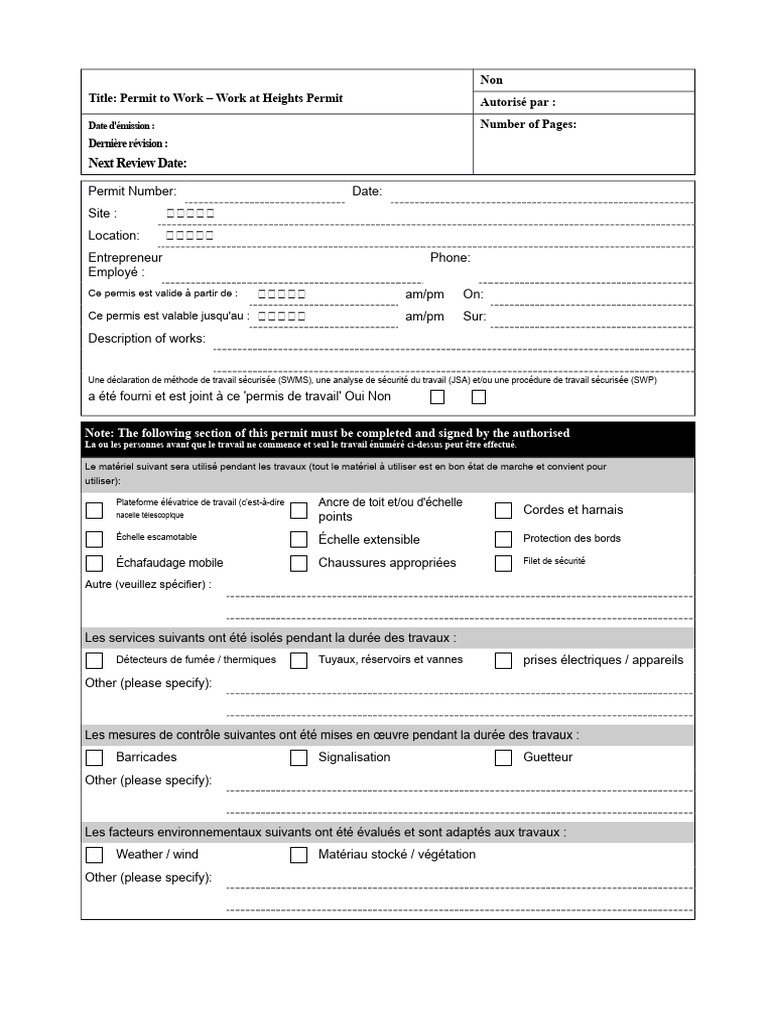 Permis de travail en hauteur | PDF