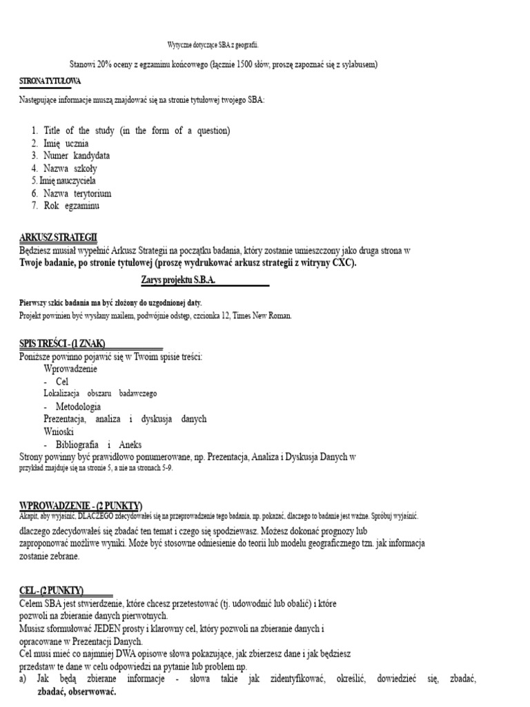 Wytyczne SBA 2013 Oraz Przykładowe SBA | PDF