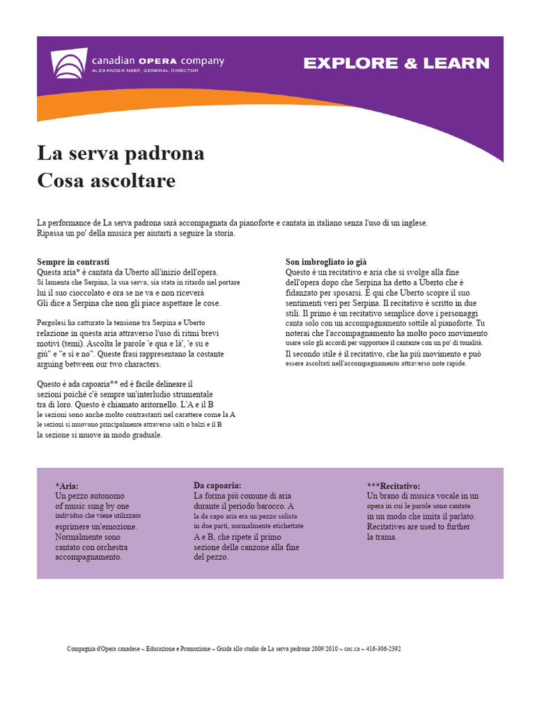 Guida Allo Studio Di La Serva Padrona | PDF