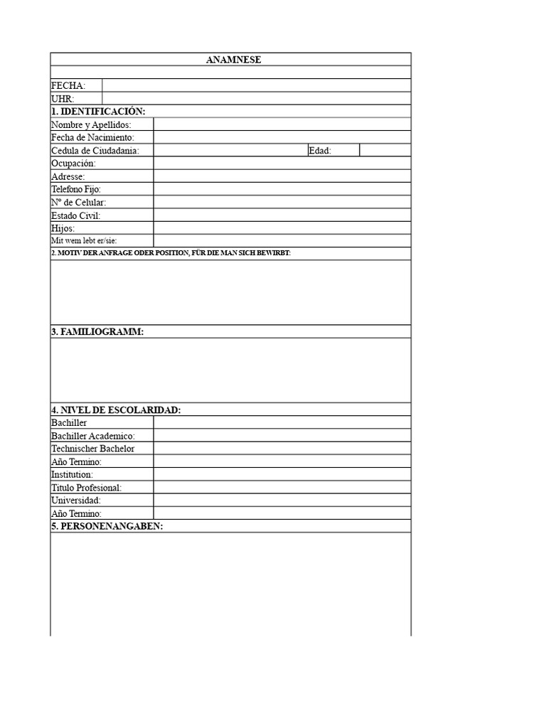 Formulario de Anamnesis Médica | PDF
