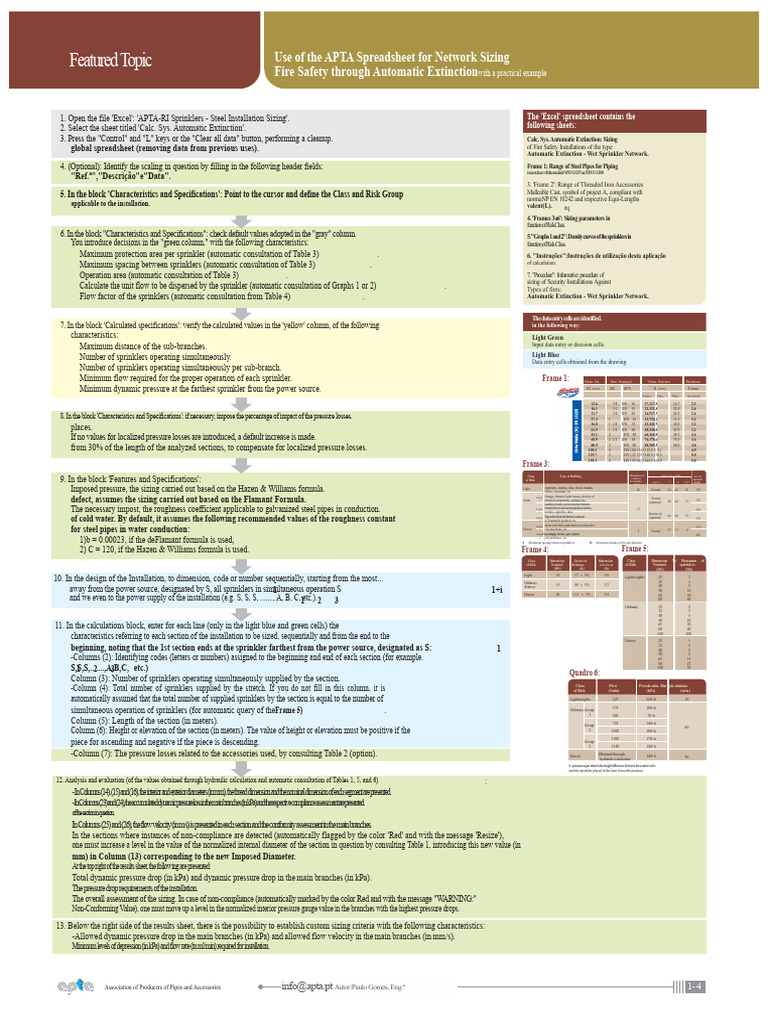 APTA Spreadsheet for Fire Safety Sizing | PDF | Fire Sprinkler System ...