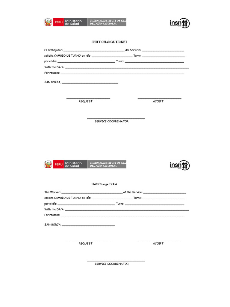 Shift Change Slip | PDF