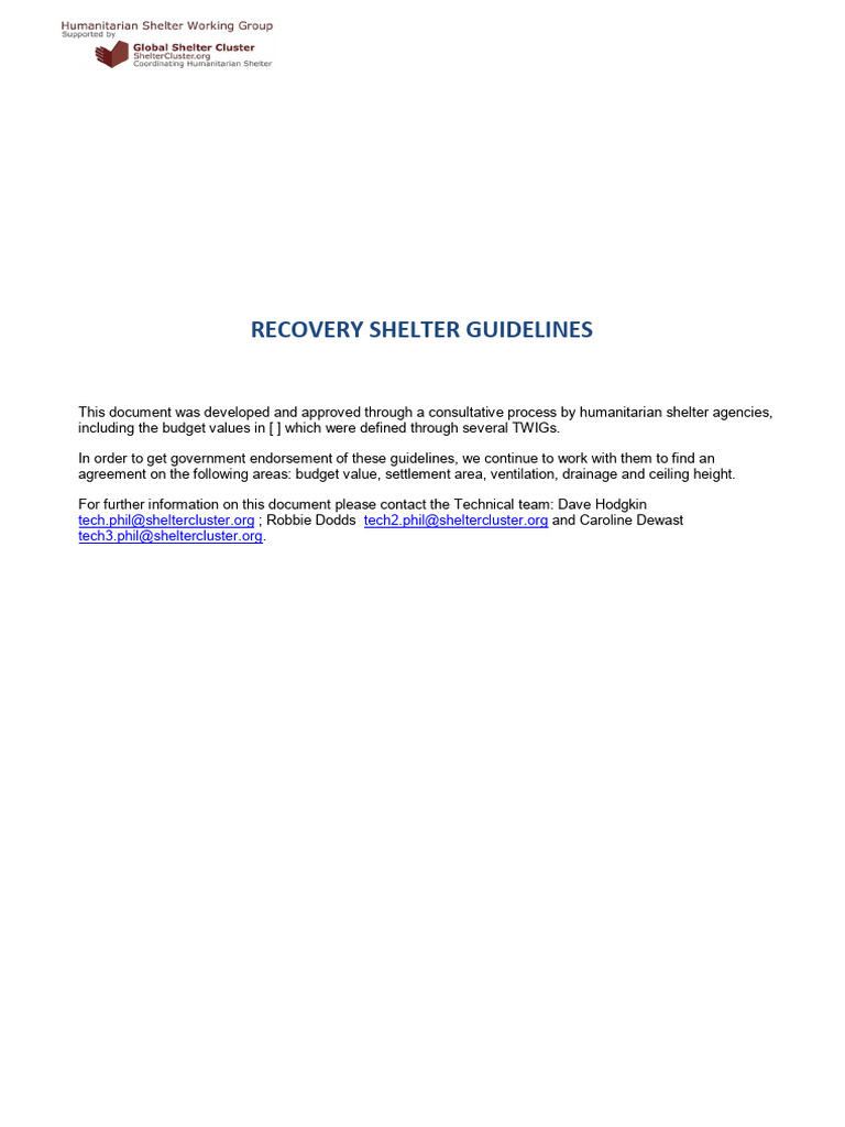 Recovery Shelter Guidelines | PDF | Disaster Risk Reduction | Emergency ...