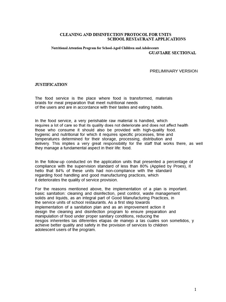 Cleaning and Disinfection Protocol | PDF | Hygiene | Sanitation