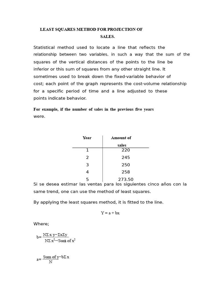 Least Squares Method for Sales Projection | PDF | Least Squares ...
