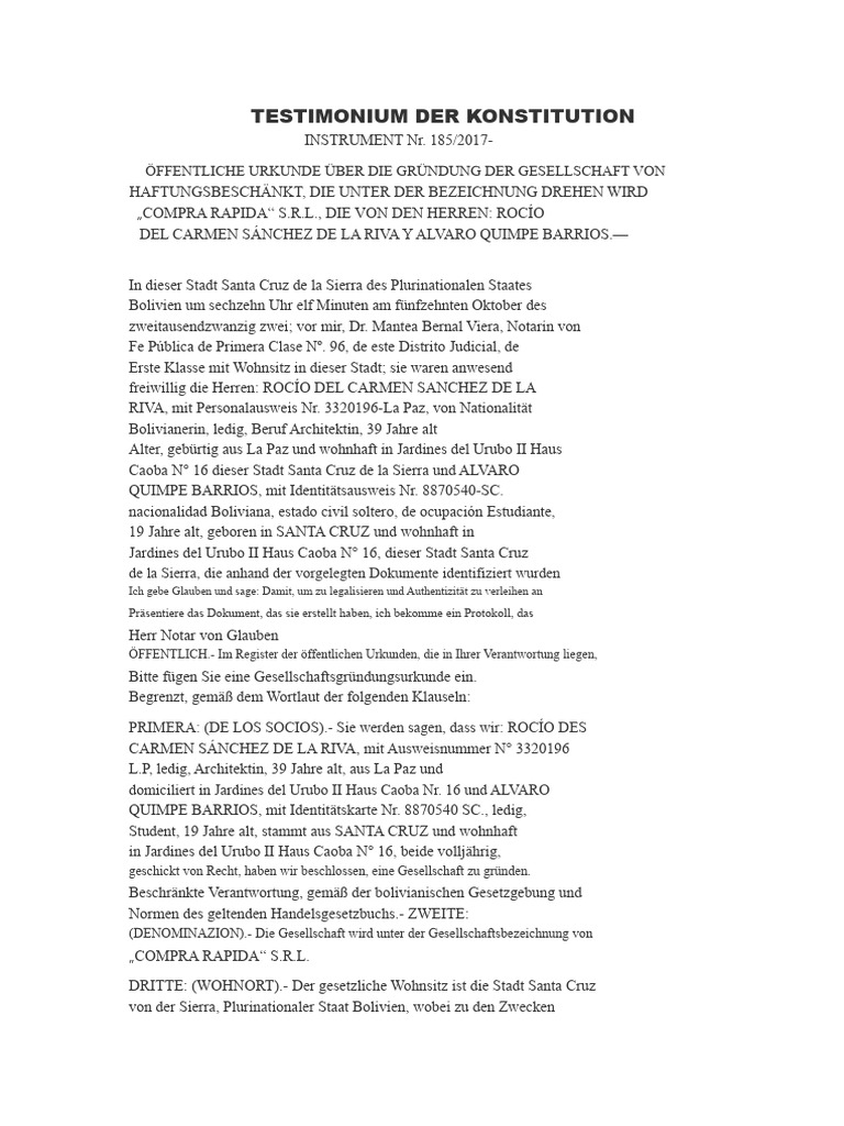 Testimonium Der Konstitution | PDF