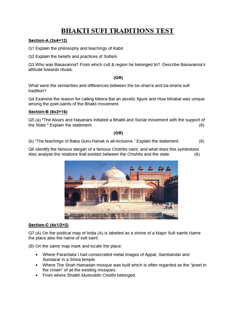 Bhakti and Sufi Traditions Exam Guide | PDF