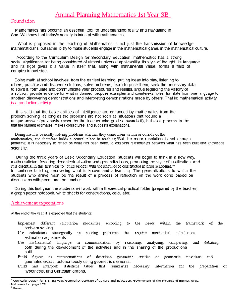1st Year Mathematics Curriculum Guide | PDF | Mathematics | Numbers