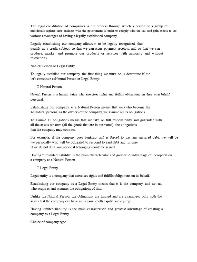 Legal Company Formation Guide | PDF | Sole Proprietorship | Companies