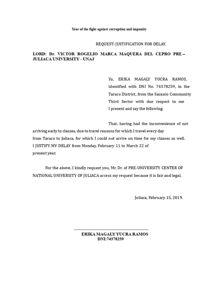 Justification for Class Delay Request | PDF