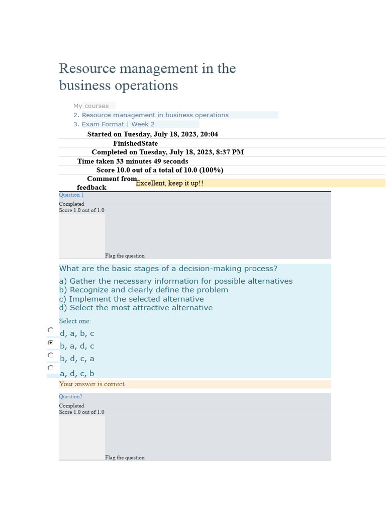 Resource Management in Business Operations Sem2 | PDF | Business ...