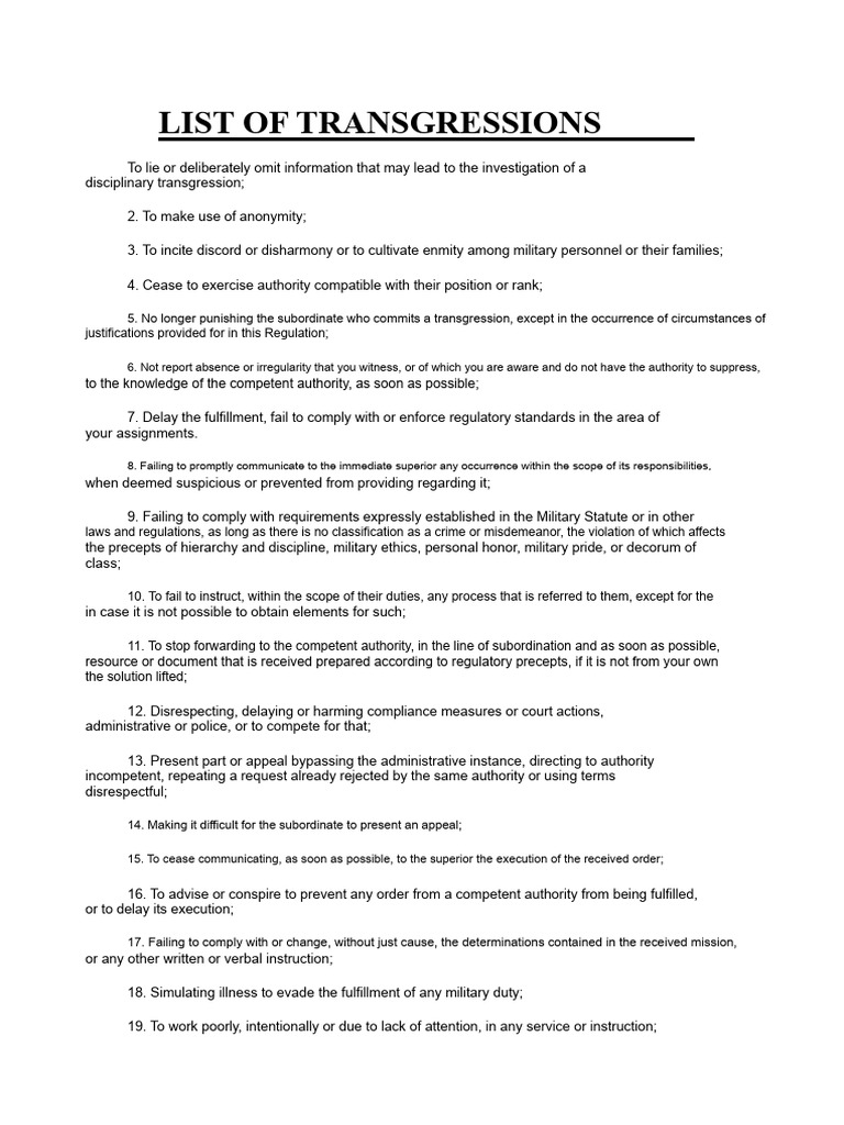 Annex I - RDE - Report Transgressions | PDF | Negligence | Corporal