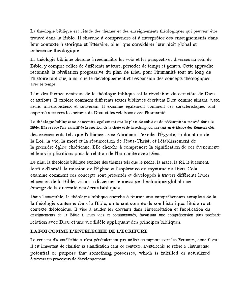 Comprendre la théologie biblique et la foi | PDF | Théologie | Dieu