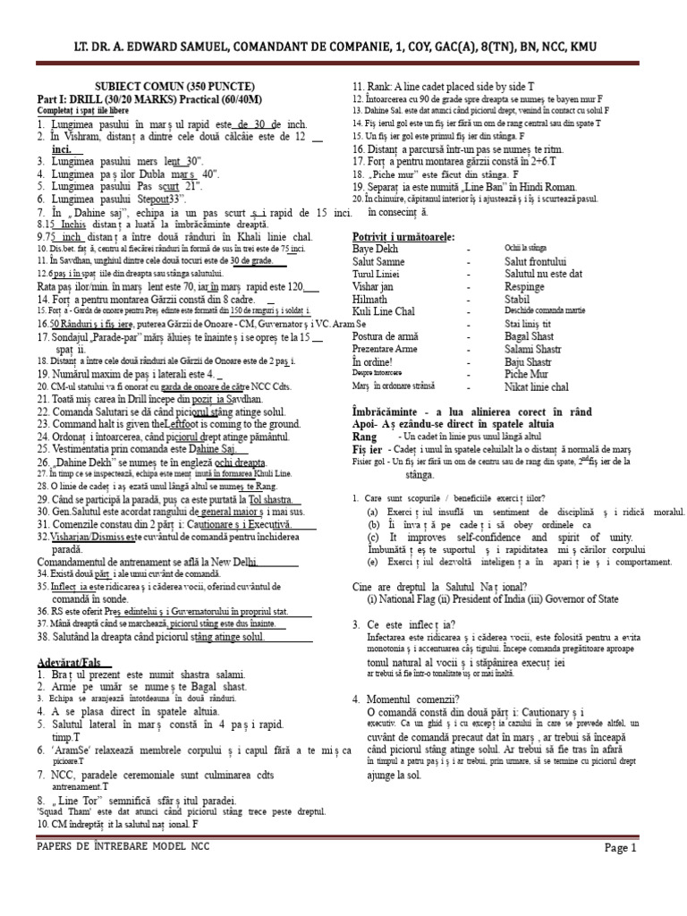 Examen Model NCC | PDF