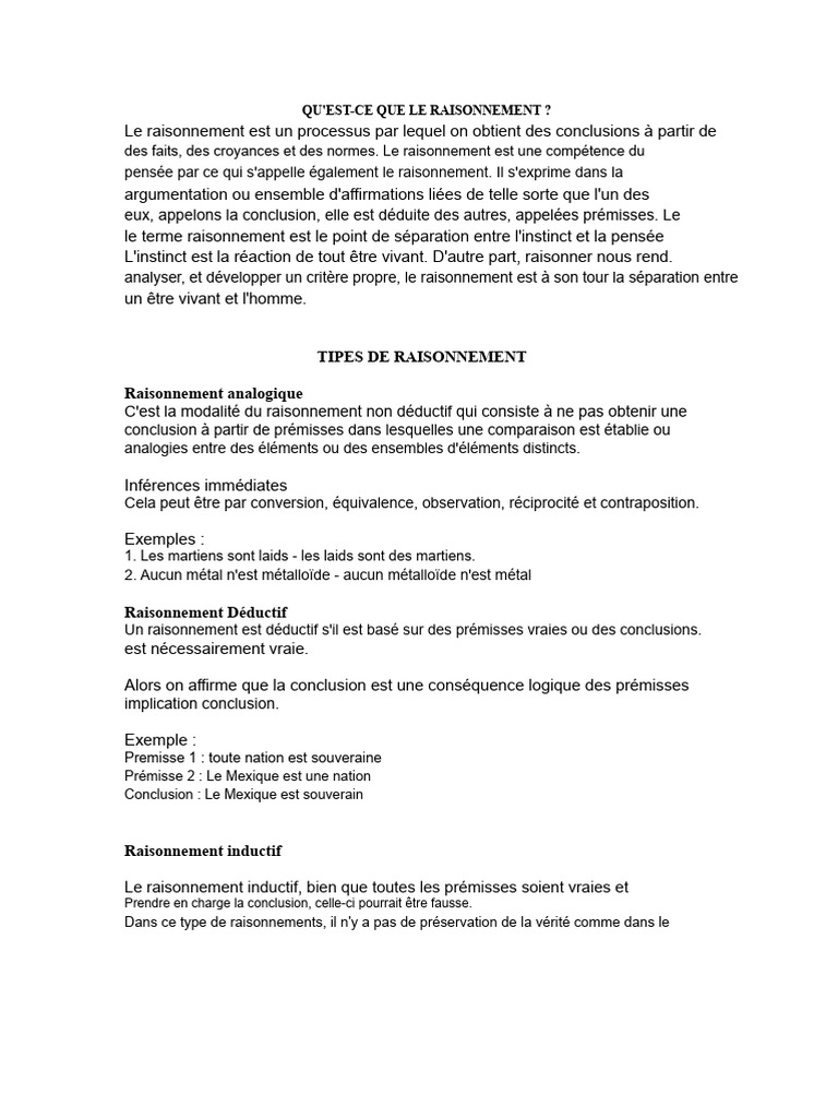 Types et structure du raisonnement | PDF | Raison | Induction (logique)