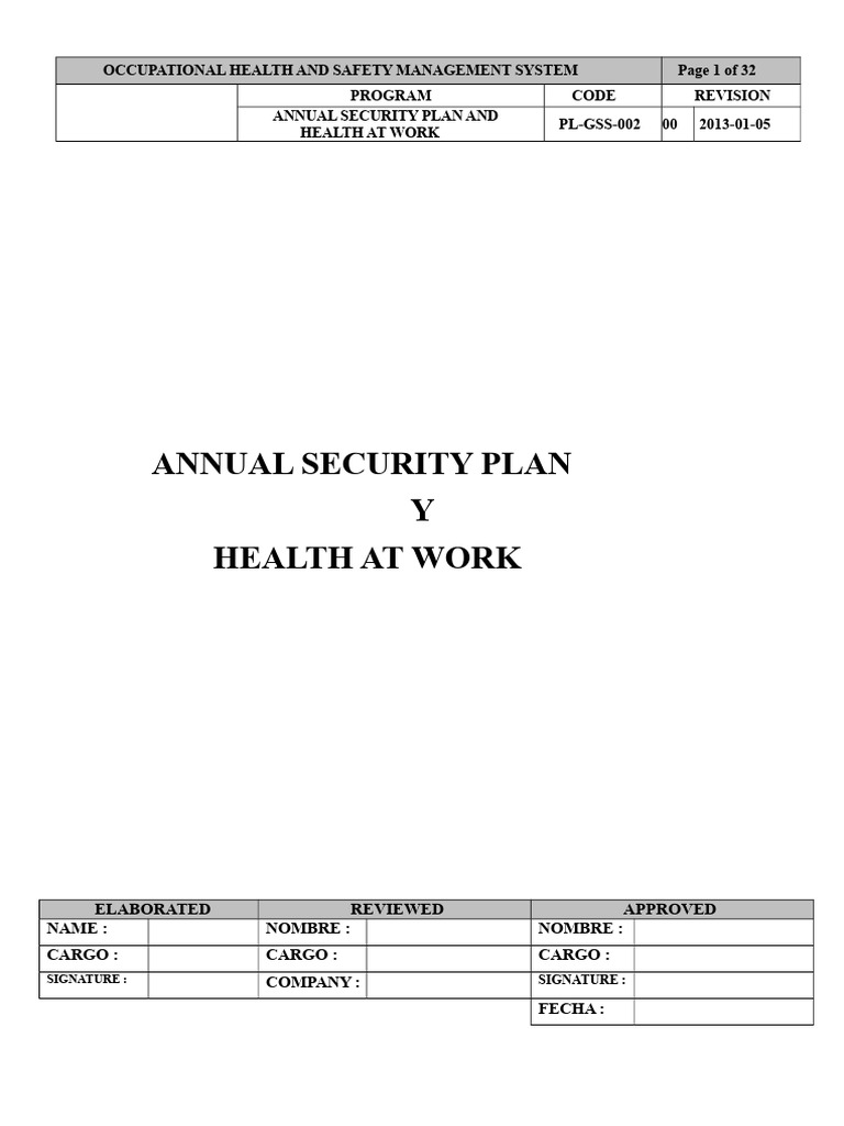 Annual Safety Program Model | PDF | Occupational Safety And Health ...