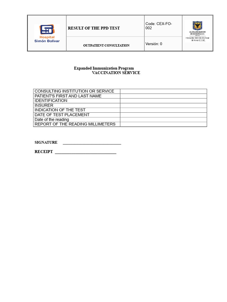 PPD Test Result Report Template | PDF