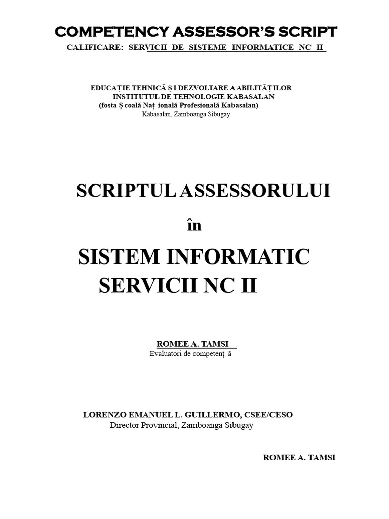 Script Evaluatori CSS NC II | PDF