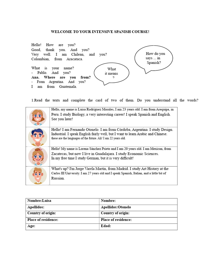 Intensive Spanish Course Introduction | PDF | Grammatical Conjugation ...