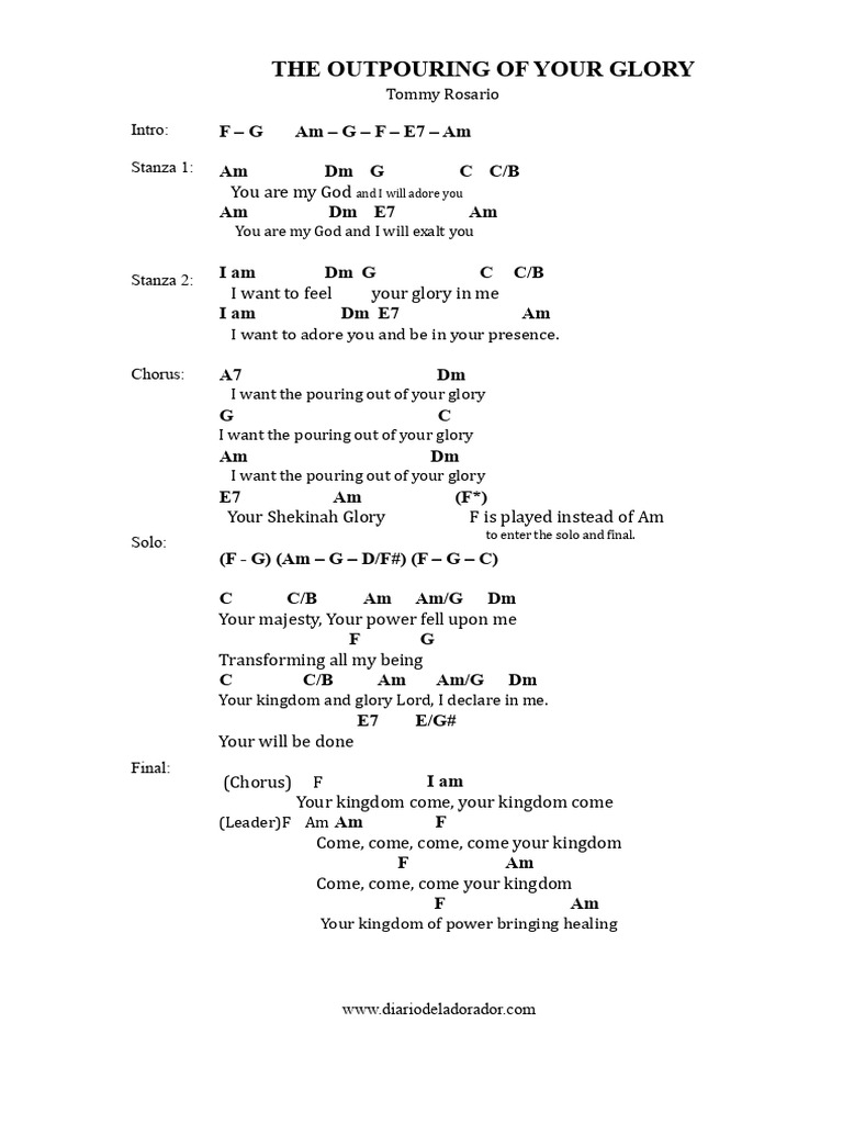 Outpouring of Your Glory Lyrics | PDF