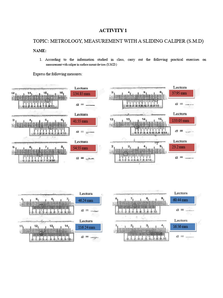 ACTIVITY 1 (Measurement With Caliper) | PDF